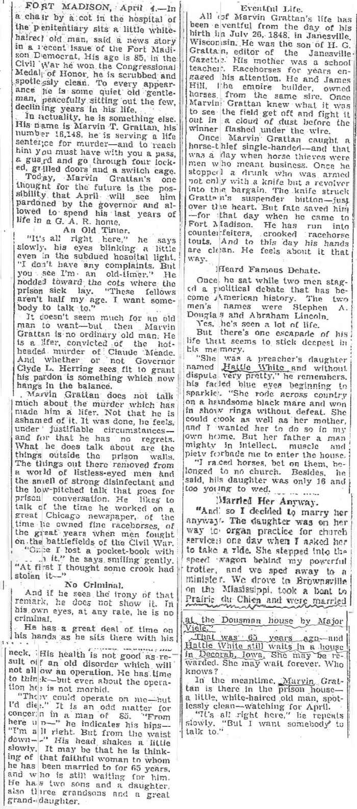 Meade Murder Mason City Globe Gazette Wednesday Apr. 4, 1934